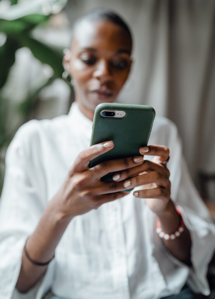 A women distracted by a phone